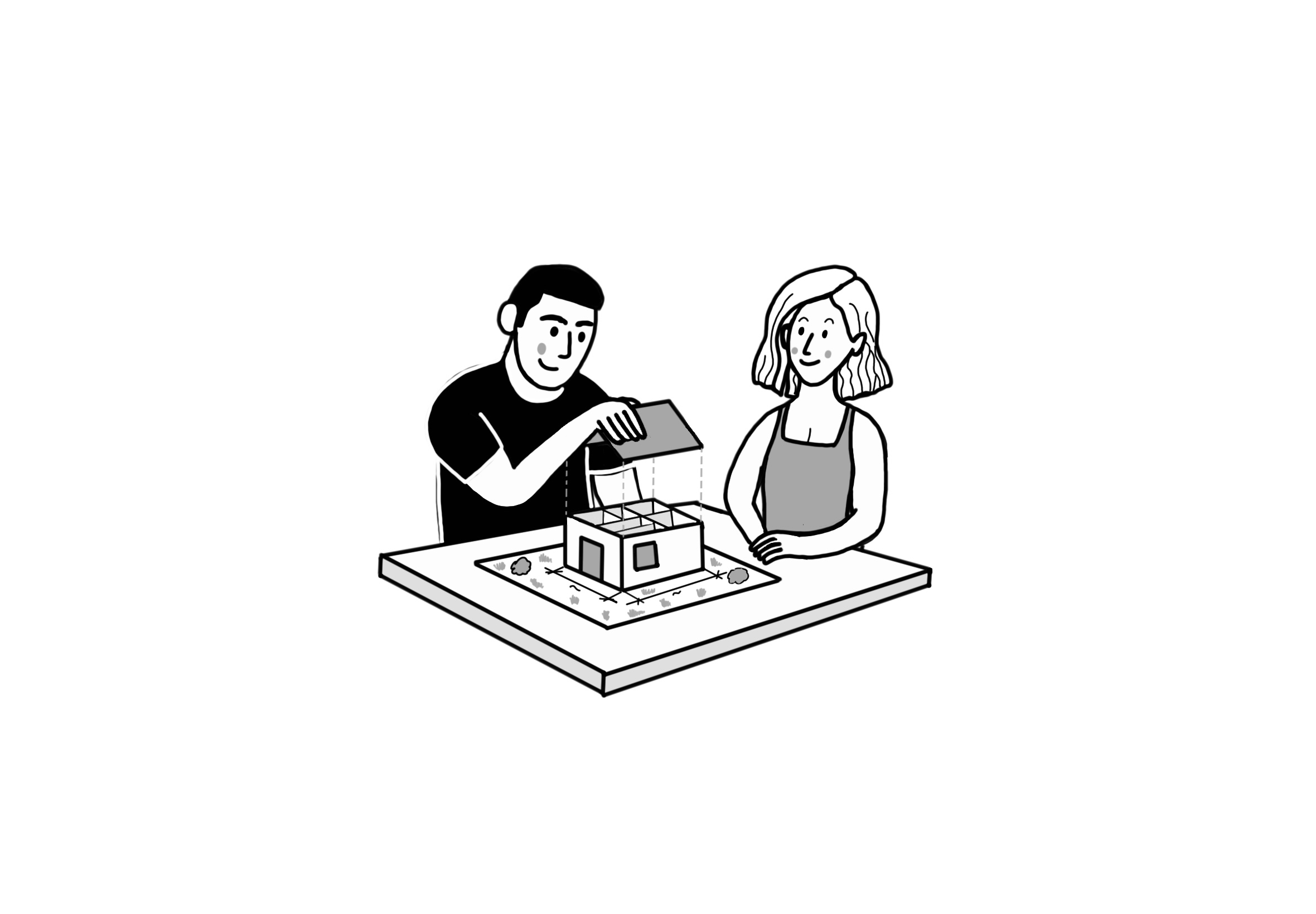 Ilustrace návrhu domu ve fázi architektonické studie